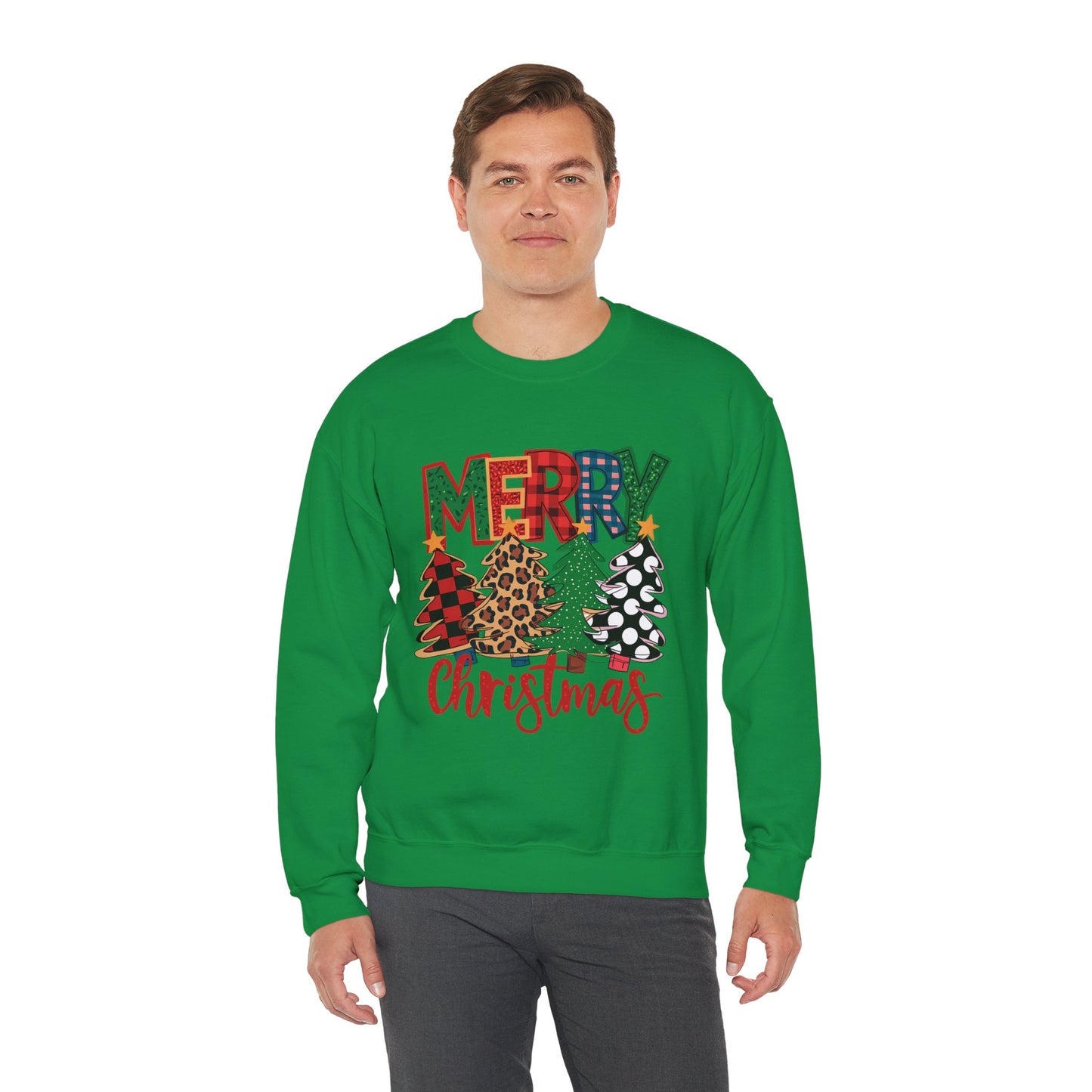 Festive Trees Christmas Sweatshirt, Holiday Crewneck Jumper, Winter Xmas Pullover, Unisex Gift Apparel, Mere Christmas Design