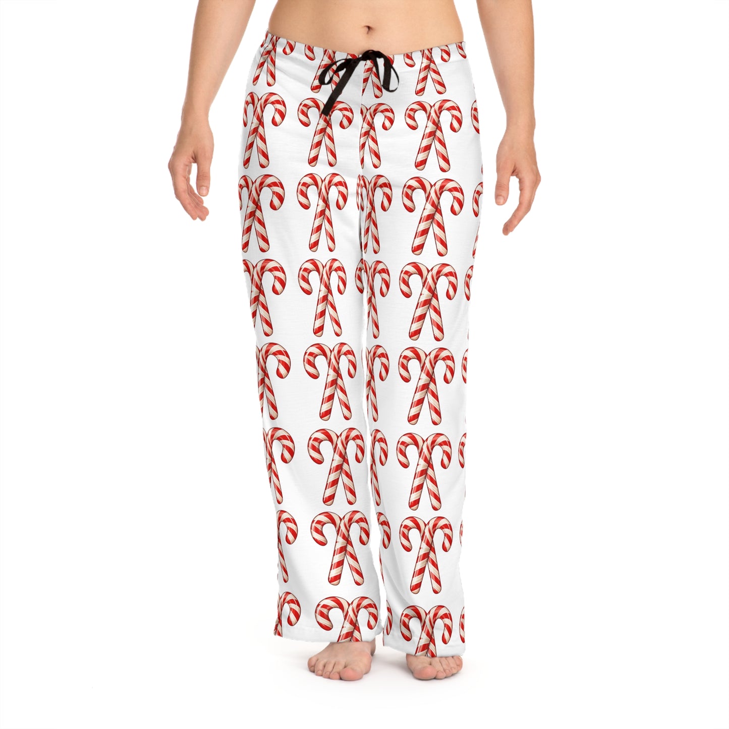 Winter Candy Cane Women's Pajama Pants, Holiday Lounge Wear, Christmas Cozy PJ Bottoms, Festive Sleepwear, Red and White Striped Sleep Pants