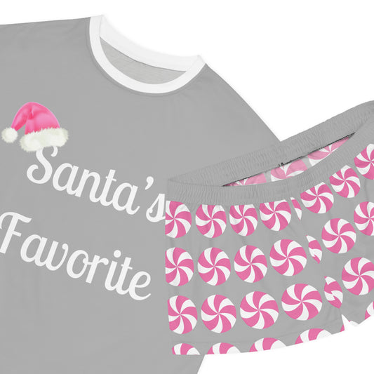 Christmas Women's Short Pajama Set with Santas Favorite and Peppermint Design