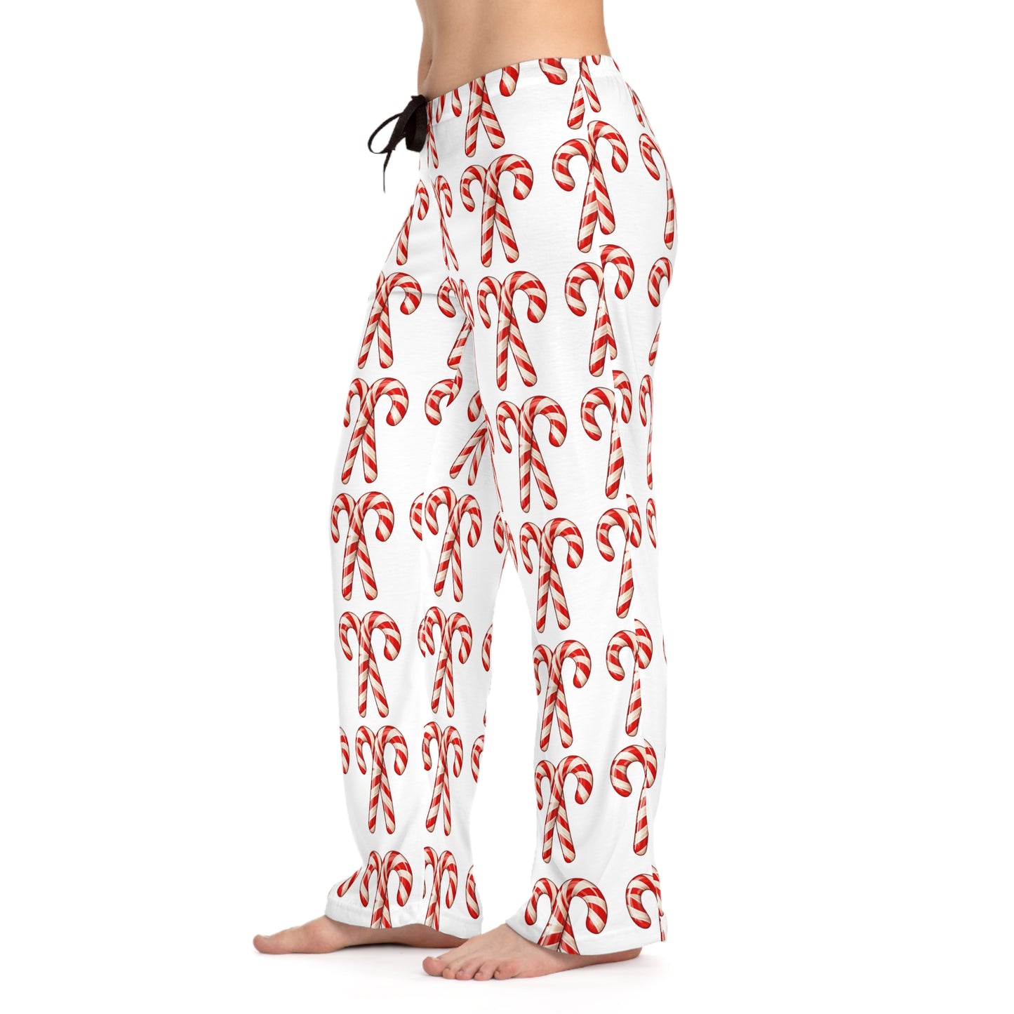 Winter Candy Cane Women's Pajama Pants, Holiday Lounge Wear, Christmas Cozy PJ Bottoms, Festive Sleepwear, Red and White Striped Sleep Pants