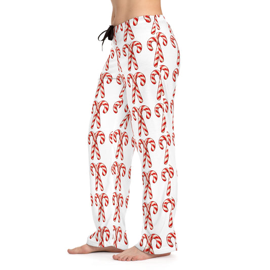 Winter Candy Cane Women's Pajama Pants, Holiday Lounge Wear, Christmas Cozy PJ Bottoms, Festive Sleepwear, Red and White Striped Sleep Pants