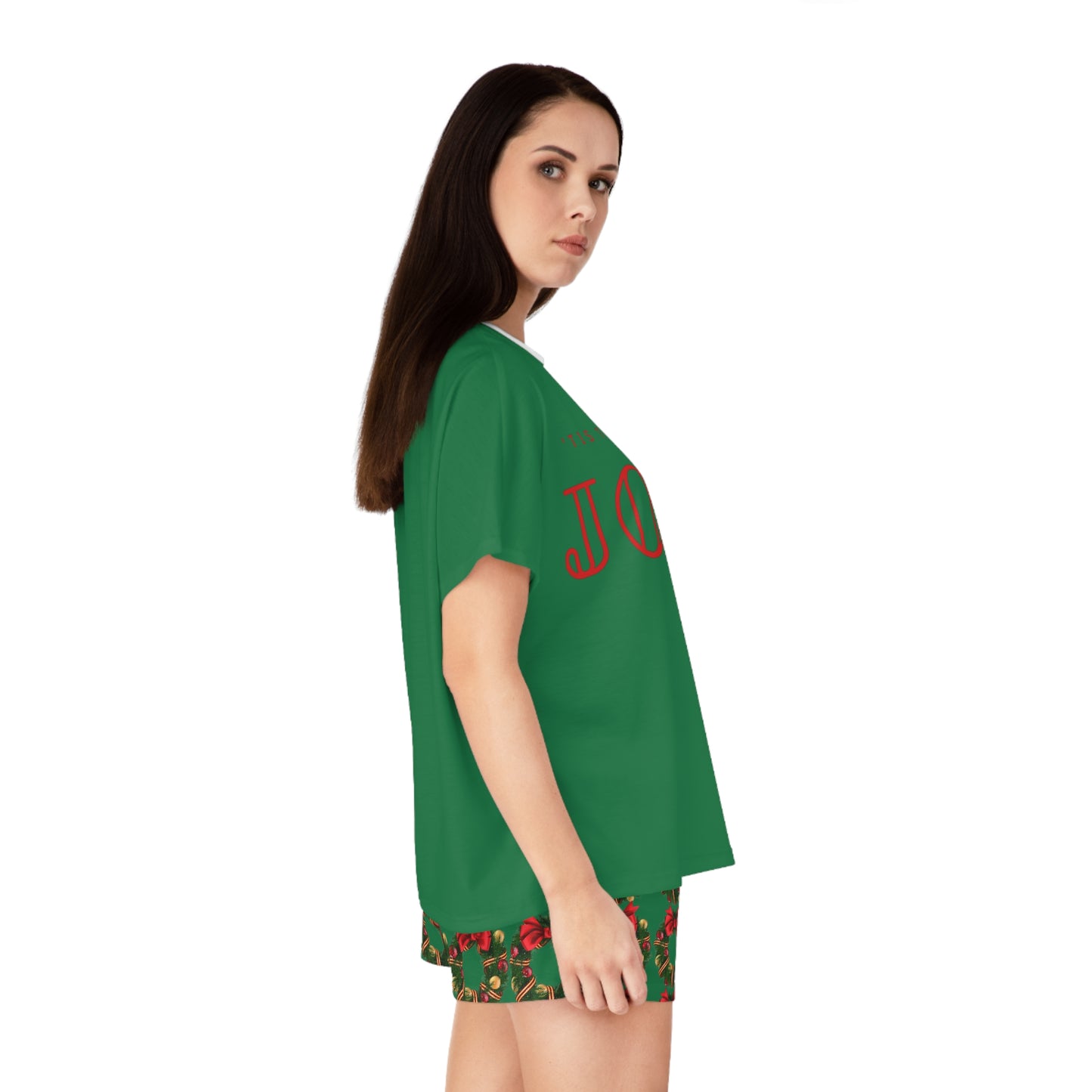 Christmas Women's Short Pajama Set with 'Oh Be Jolly' Design