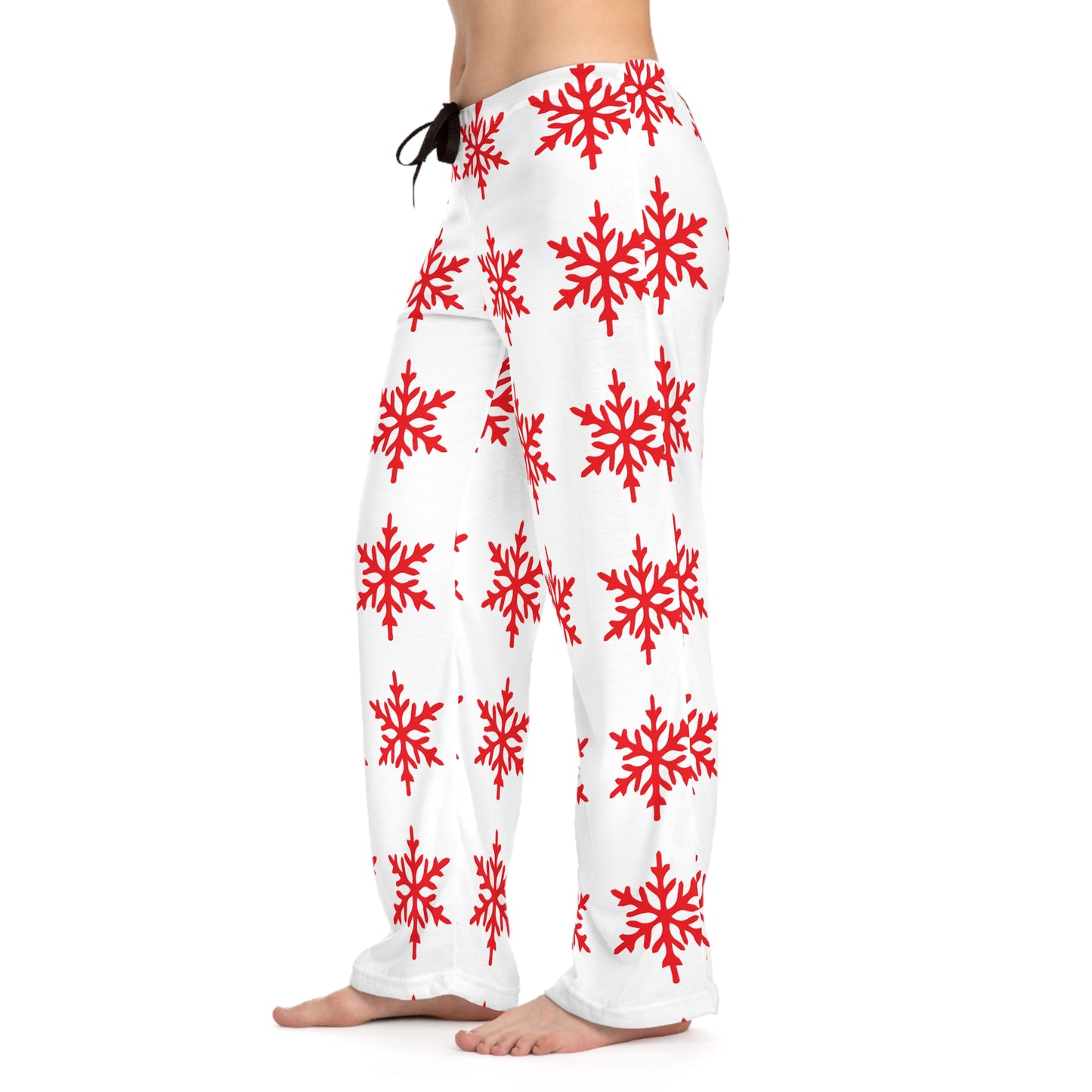 Red Snowflake Women's Pajama Pants, Christmas Lounge Wear, Holiday Sleepwear, Festive PJ Bottoms, Cozy Winter PJs