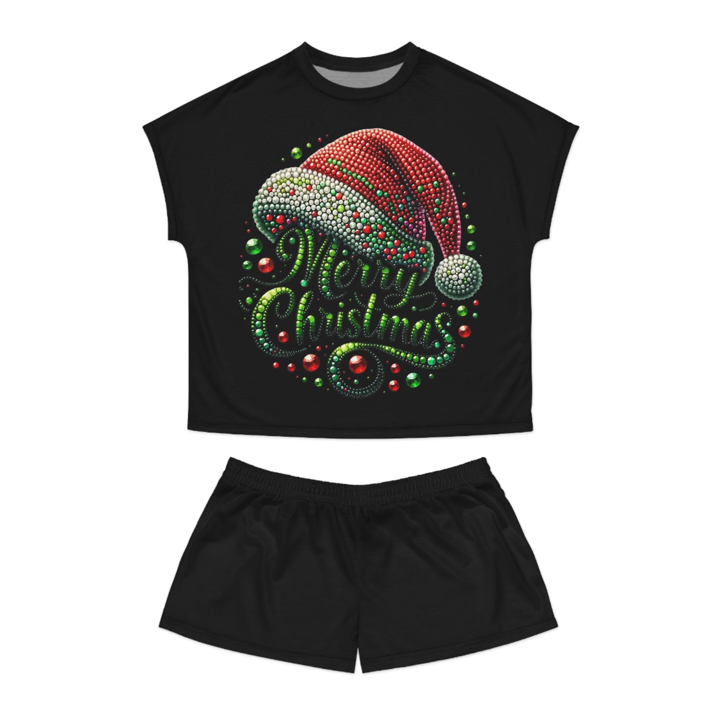 Christmas Bling Women's Pajama Set, Holiday PJ Short Set, Festive Sleepwear, Xmas Lounge Set, Merry Christmas Pajamas