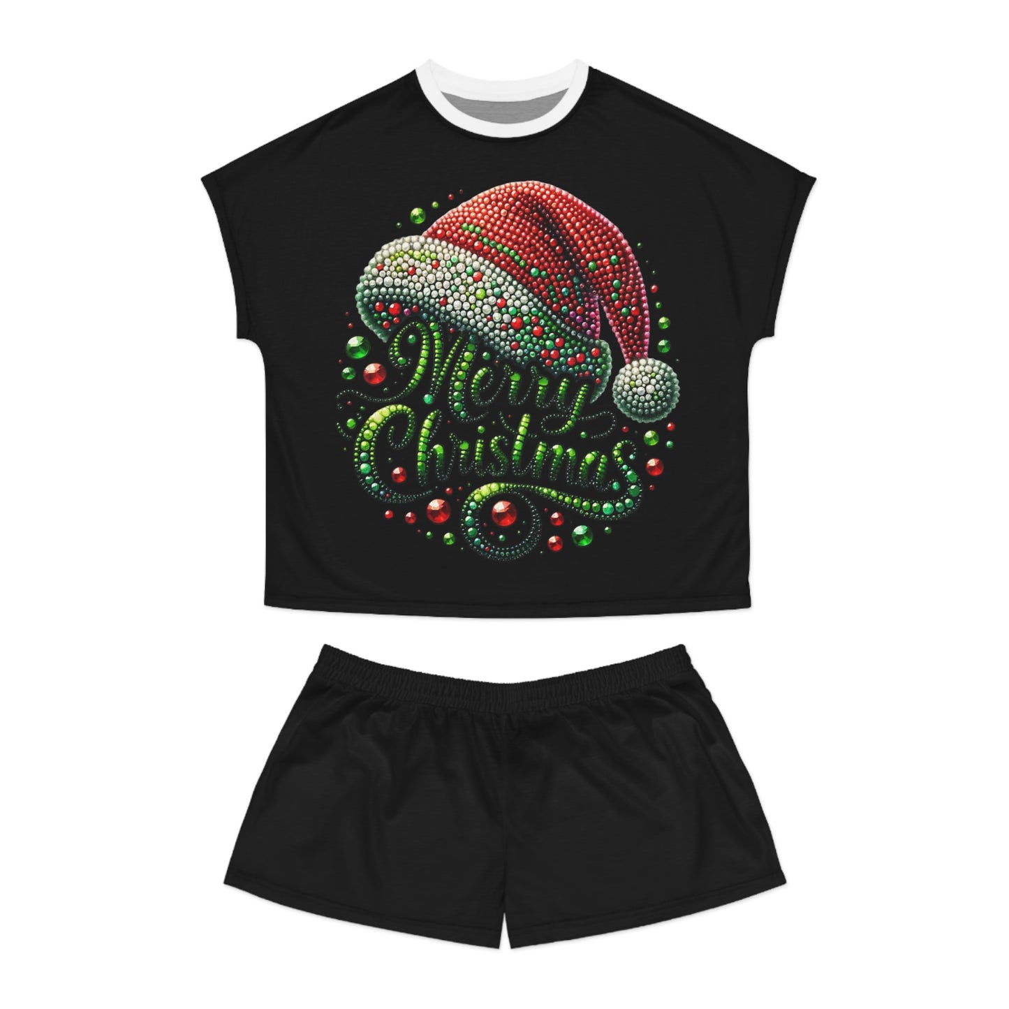 Christmas Bling Women's Pajama Set, Holiday PJ Short Set, Festive Sleepwear, Xmas Lounge Set, Merry Christmas Pajamas