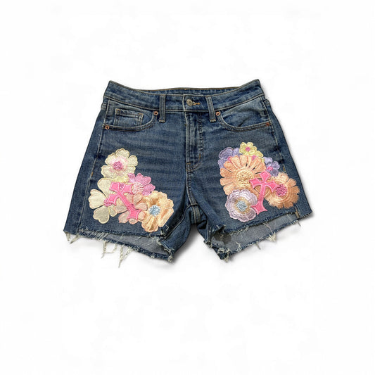 Handmade Peace Bud Jean Shorts