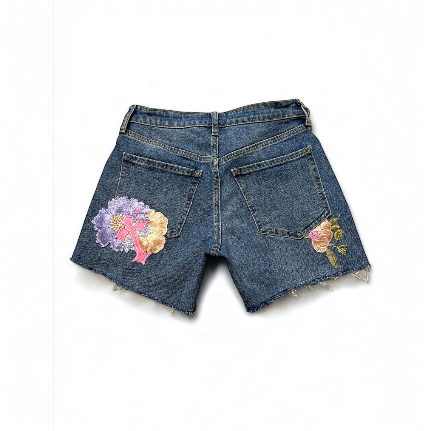 Handmade Peace Bud Jean Shorts