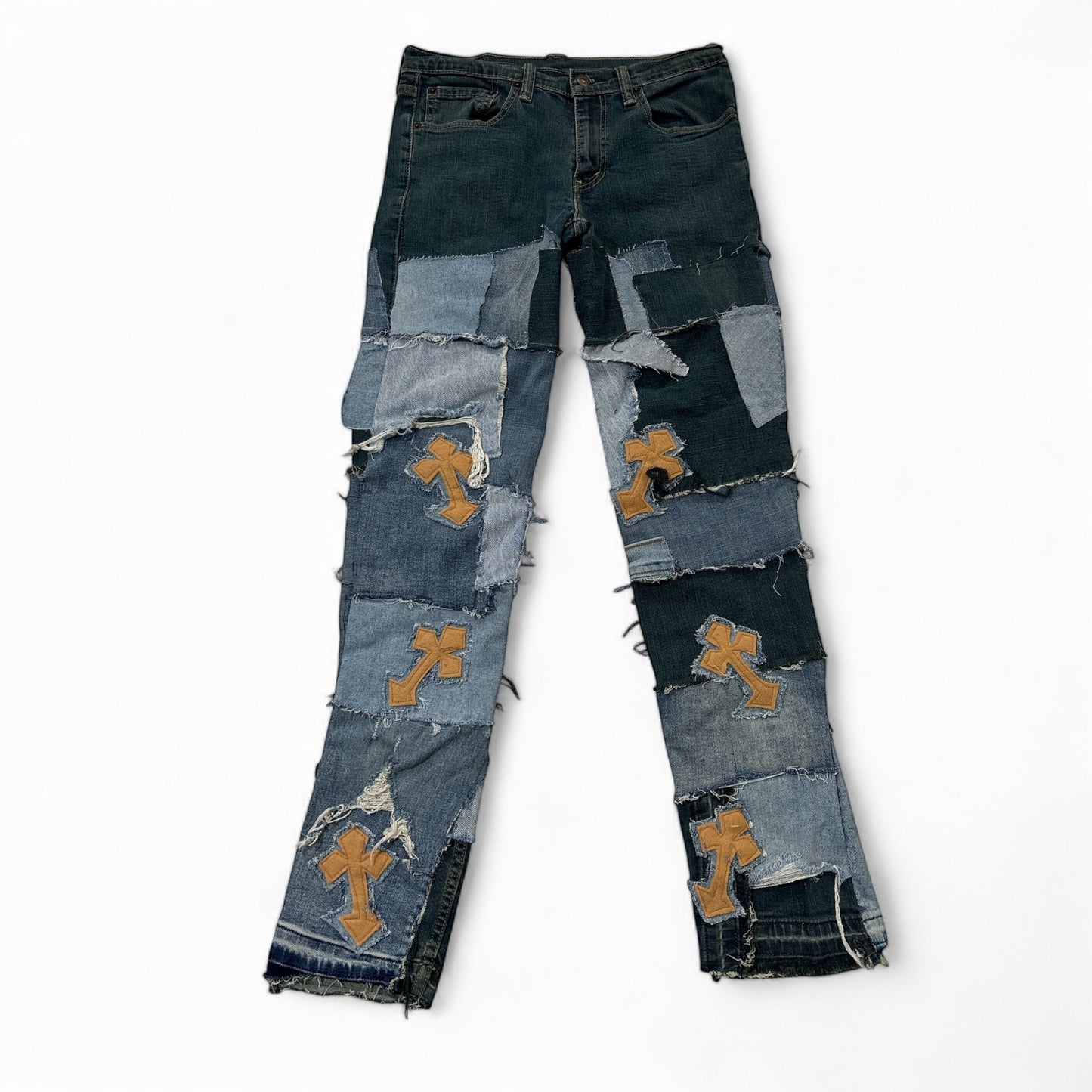 🔥 Handmade Patchwork Distressed Jeans: Unleash Bold, Artisan Style 🔥