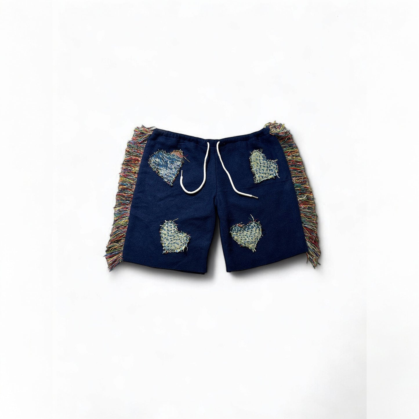 Handmade Fringe Side Shorts with Patchwork: Bold, Boho Style with a Twist