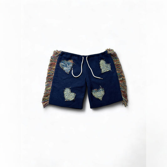 Handmade Fringe Side Shorts with Patchwork: Bold, Boho Style with a Twist