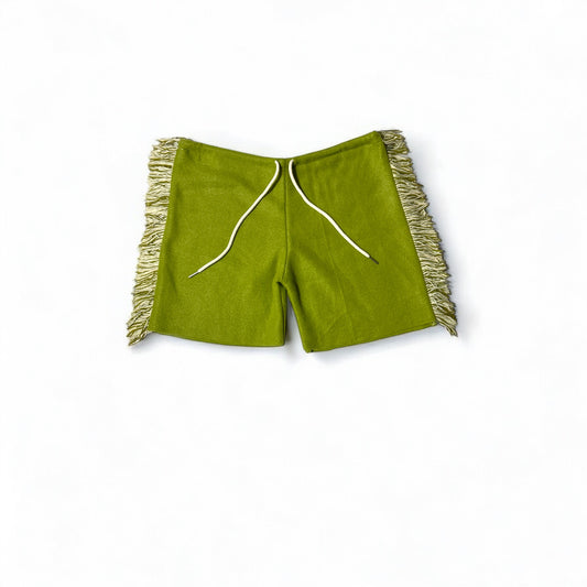 Green Cotton Shorts with Fringe at the Sides: A Fresh Twist on Casual Comfort