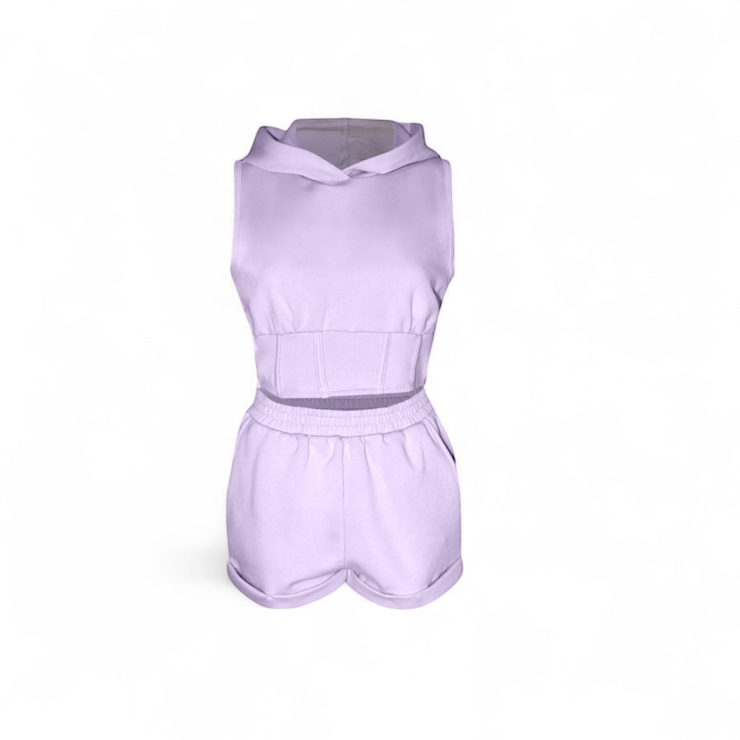 Cozy And Stylish: Lavender Hooded Tank Cotton Sweat Set