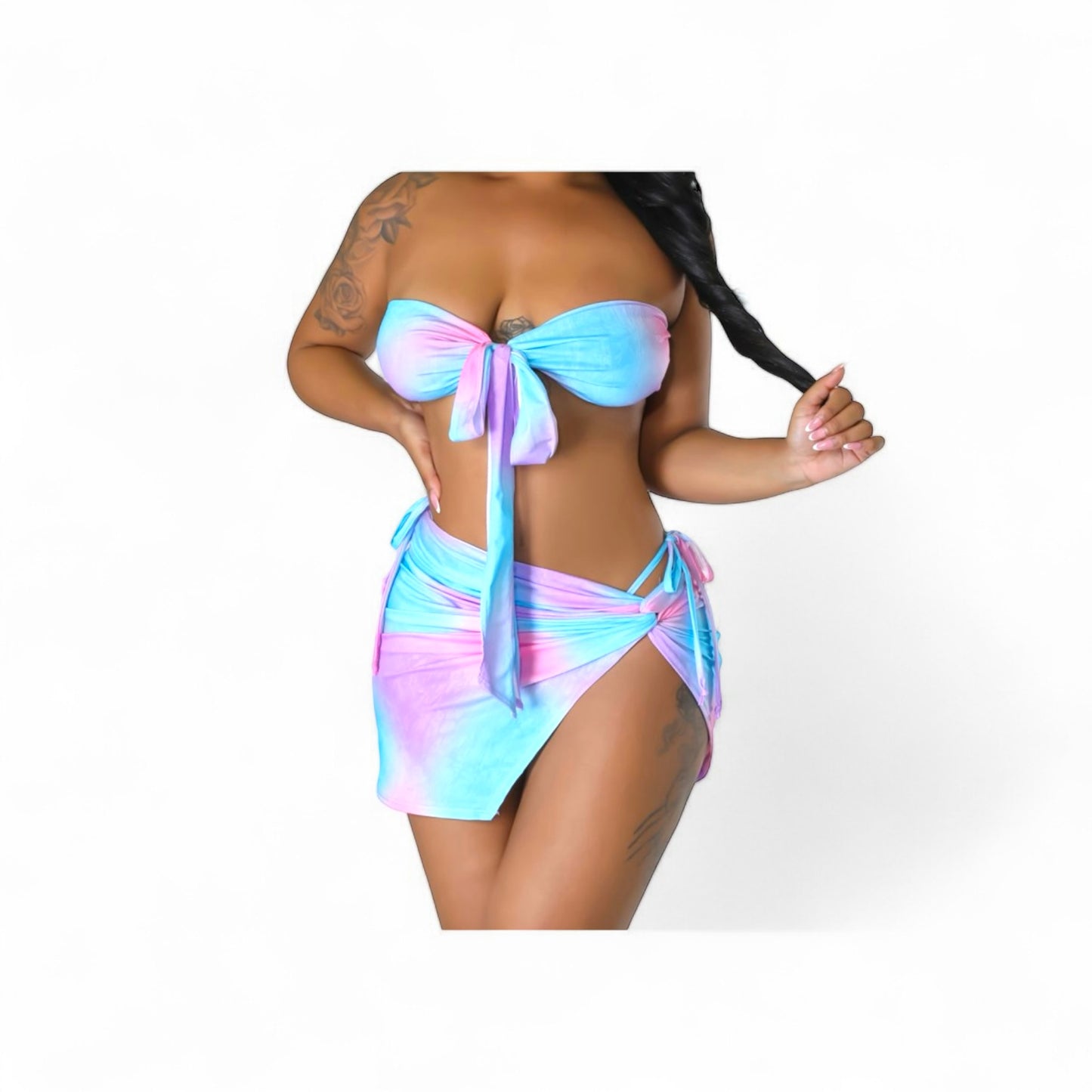 Pastel 3-Piece Bikini Skirt Set: Chic, Playful, and Ready for the Beach