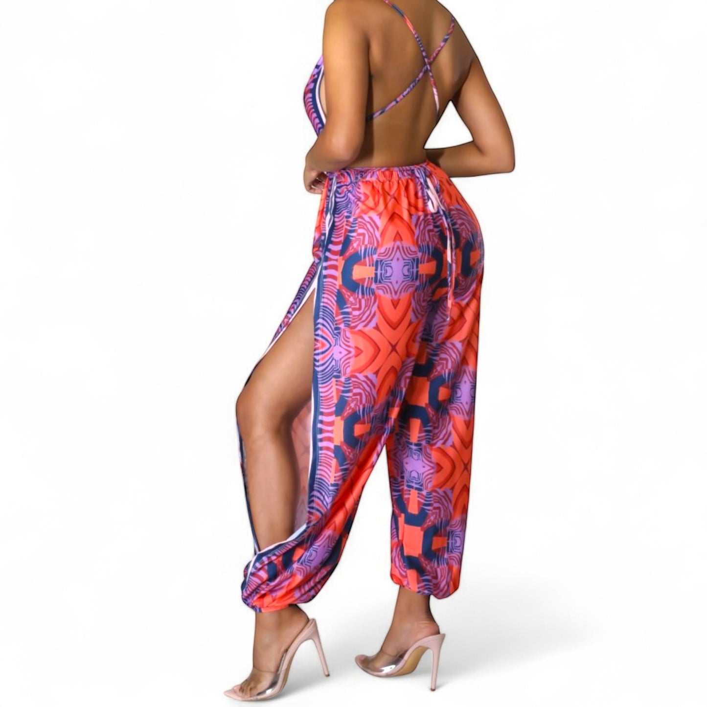 Elegant and  Bold: Polyester Jumpsuit with Side Splits