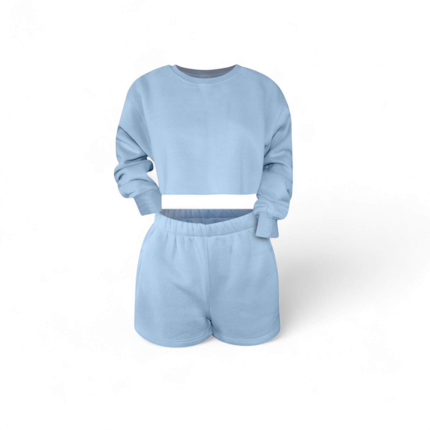 Light Blue Cotton Sweatshirt Short Set: Cozy, Comfy, and Ready for Anything