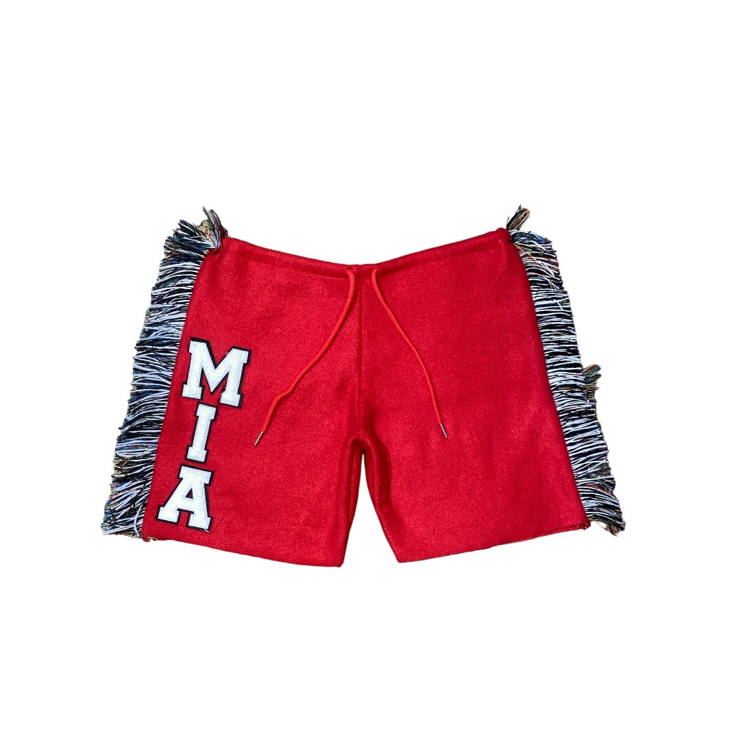 Handmade Vibrant and  Fun: Red Miami-Inspired Cotton Shorts with Fringe